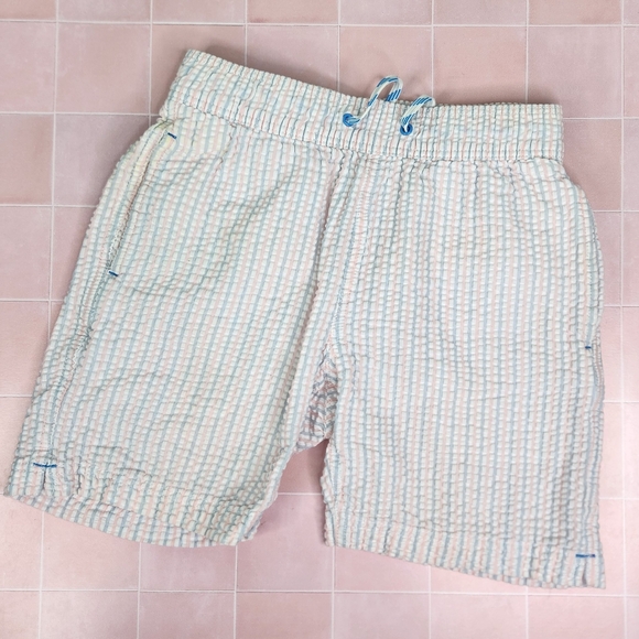 J. Crew Boys Seersucker Swim Trunks - Picture 1 of 5